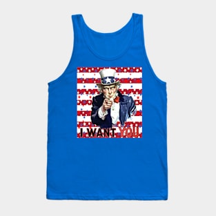 Uncle Sam I Want You With Stars and Stripes Background Tank Top